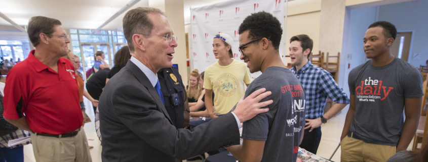 President Mearns tours the Art and Journalism Building