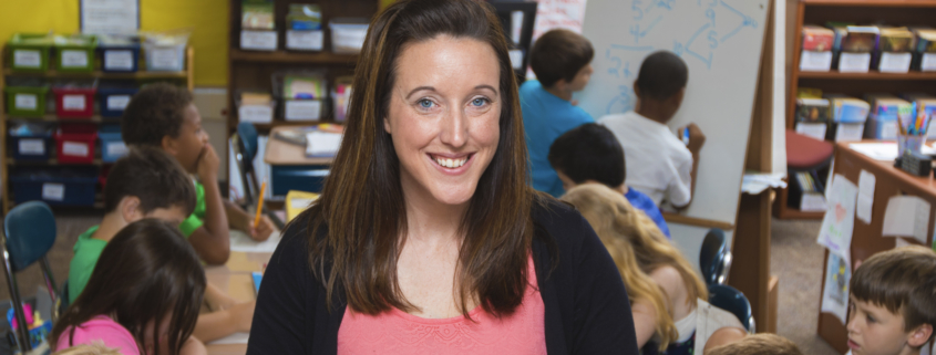 Teacher Amanda Thorner is seen in her third-grade classroom at Noble Crossing Elementary School.