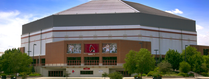 Exterior shot of Worthen Arena.