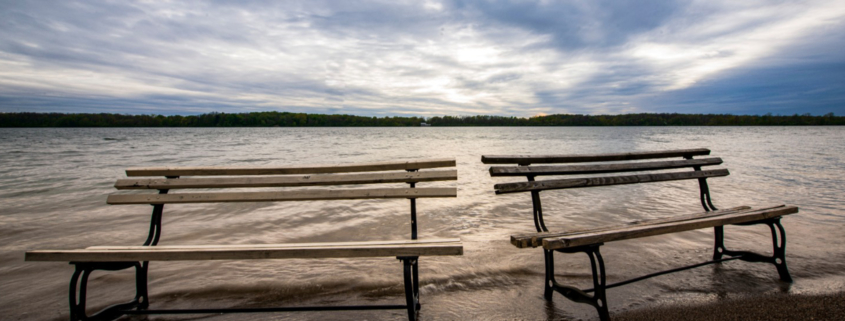 Benches on a beach